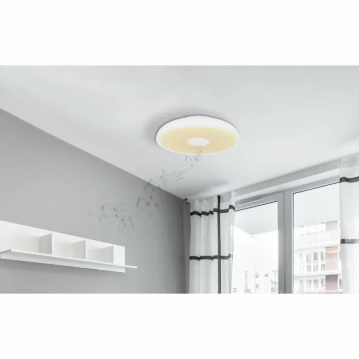 Luminaires Globo Lighting Éclairage Led|Plafonnier Globo RAFFY LED Noir, Blanc, 1 lumière, Télécommandes, Changeur de couleurs