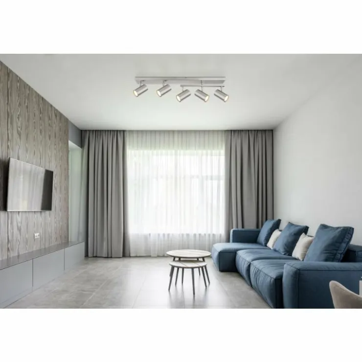 Luminaires Globo Lighting Spots Et Projecteurs|Plafonnier Globo ROBBY Nickel mat, 5 lumières