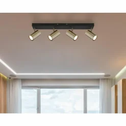 Luminaires Globo Lighting Spots Et Projecteurs|Plafonnier Globo ROBBY Noir, 4 lumières