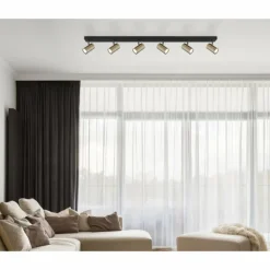 Luminaires Globo Lighting Spots Et Projecteurs|Plafonnier Globo ROBBY Noir, 6 lumières