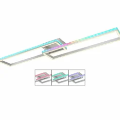 Luminaires Globo Lighting Éclairage Led|Plafonnier Globo SALMOS LED Aluminium, Gris, Argenté, 2 lumières, Télécommandes, Changeur de couleurs