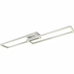 Luminaires Globo Lighting Éclairage Led|Plafonnier Globo SALMOS LED Aluminium, Gris, Argenté, 2 lumières, Télécommandes, Changeur de couleurs