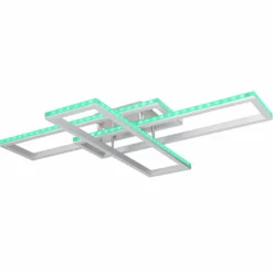Luminaires Globo Lighting Éclairage Led|Plafonnier Globo SALMOS LED Aluminium, Gris, Argenté, 2 lumières, Télécommandes, Changeur de couleurs