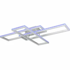 Luminaires Globo Lighting Éclairage Led|Plafonnier Globo SALMOS LED Aluminium, Gris, Argenté, 2 lumières, Télécommandes, Changeur de couleurs