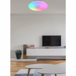 Luminaires Globo Lighting Éclairage Led|Plafonnier Globo SULLY LED Blanc, 1 lumière, Télécommandes, Changeur de couleurs