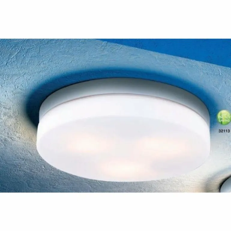 Plafonnier Globo VRANOS Acier inoxydable, Argenté, Blanc, 3 lumières