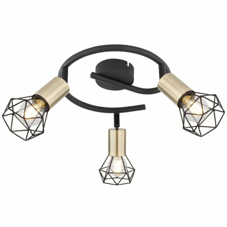 Luminaires Globo Lighting Plafonniers|Plafonnier Globo XARA Vieux laiton, Noir, 3 lumières