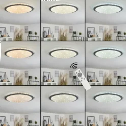 Plafonnier Gorgonta LED Blanc, 2 lumières, Télécommandes, Changeur de couleurs