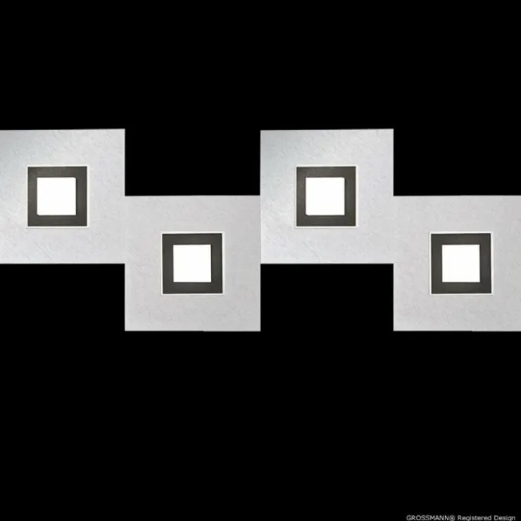 Luminaires Grossmann Éclairage Led|Plafonnier Grossmann KARREE LED Aluminium, Noir, 4 lumières