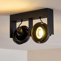 hofstein Spots Et Projecteurs|Plafonnier Grytgol Noir, 2 lumières