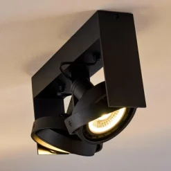 hofstein Spots Et Projecteurs|Plafonnier Grytgol Noir, 2 lumières