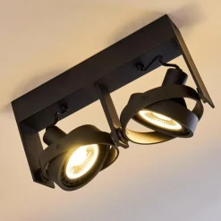 hofstein Spots Et Projecteurs|Plafonnier Grytgol Noir, 2 lumières