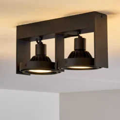 hofstein Spots Et Projecteurs|Plafonnier Grytgol Noir, 2 lumières