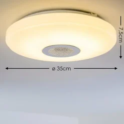 hofstein Éclairage Led|Plafonnier HEMLO LED Blanc, 1 lumière, Télécommandes, Changeur de couleurs