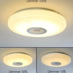 hofstein Éclairage Led|Plafonnier HEMLO LED Blanc, 1 lumière, Télécommandes, Changeur de couleurs