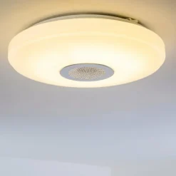 hofstein Éclairage Led|Plafonnier HEMLO LED Blanc, 1 lumière, Télécommandes, Changeur de couleurs