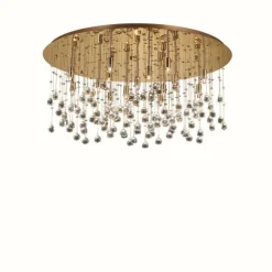 Luminaires Ideallux Plafonniers|Plafonnier Ideal Lux MOONLIGHT Champagne, Aspect cristal, 15 lumières