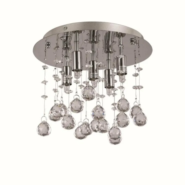 Luminaires Ideallux Plafonniers|Plafonnier Ideal Lux MOONLIGHT Chrome, Aspect cristal, 5 lumières