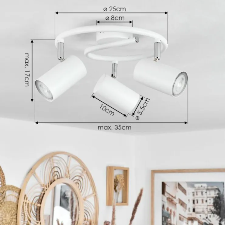 hofstein Spots Et Projecteurs|Plafonnier Javel Chrome, Blanc, 3 lumières