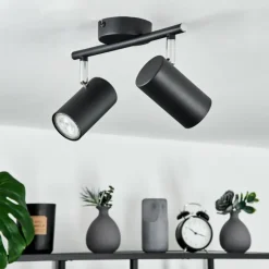 hofstein Spots Et Projecteurs|Plafonnier Javel Noir, 2 lumières