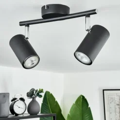 hofstein Spots Et Projecteurs|Plafonnier Javel Noir, 2 lumières
