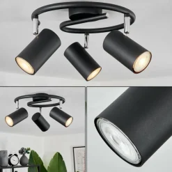 hofstein Spots Et Projecteurs|Plafonnier Javel Noir, 3 lumières