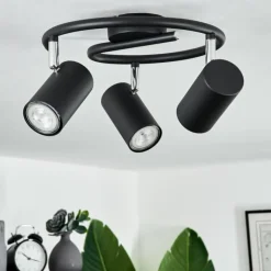 hofstein Spots Et Projecteurs|Plafonnier Javel Noir, 3 lumières