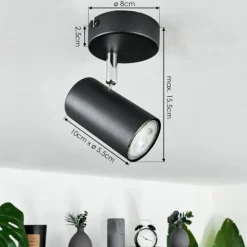 hofstein Spots Et Projecteurs|Plafonnier Javel Noir, 1 lumière