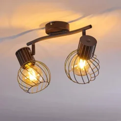 hofstein Spots Et Projecteurs|Plafonnier Kenia Gris, Noir, 2 lumières