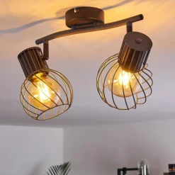 hofstein Spots Et Projecteurs|Plafonnier Kenia Gris, Noir, 2 lumières