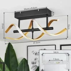 hofstein Éclairage Led|Plafonnier Khovet LED Noir, 1 lumière