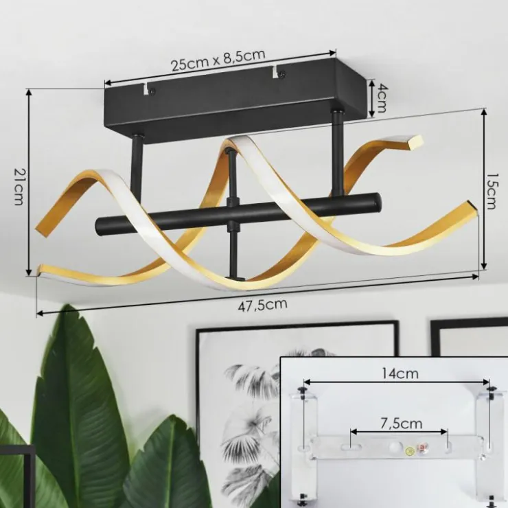 hofstein Éclairage Led|Plafonnier Khovet LED Noir, 1 lumière