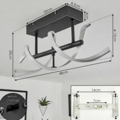 hofstein Éclairage Led|Plafonnier Khovet LED Noir, 1 lumière