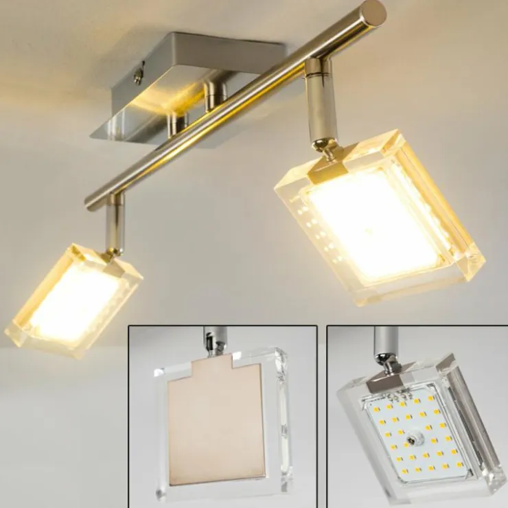 hofstein Spots Et Projecteurs|Plafonnier Kiruna LED Chrome, Nickel mat, 2 lumières