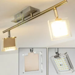 hofstein Spots Et Projecteurs|Plafonnier Kiruna LED Chrome, Nickel mat, 2 lumières