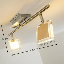 hofstein Spots Et Projecteurs|Plafonnier Kiruna LED Chrome, Nickel mat, 2 lumières