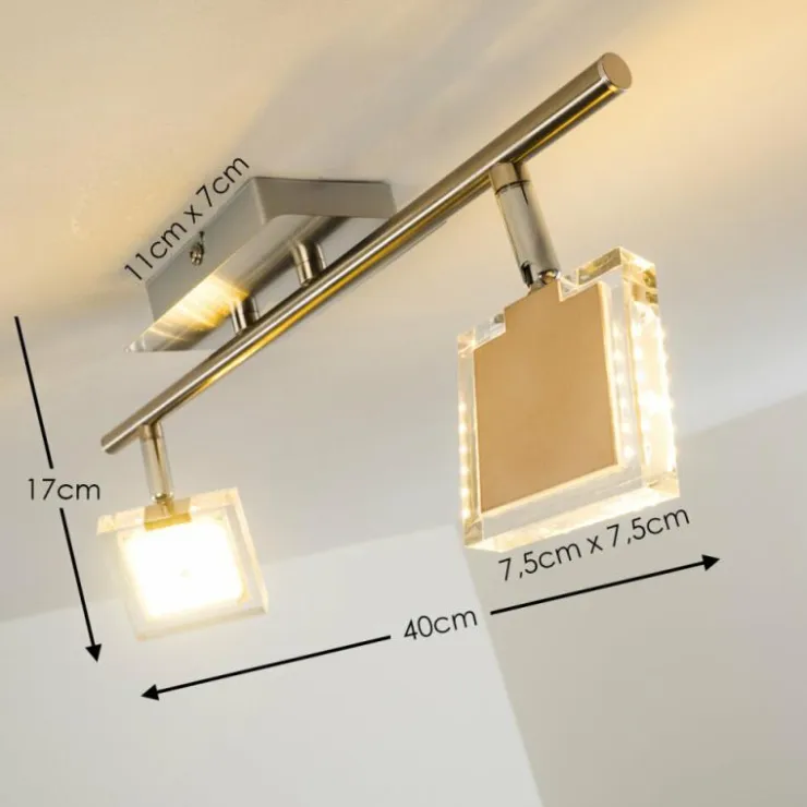 hofstein Spots Et Projecteurs|Plafonnier Kiruna LED Chrome, Nickel mat, 2 lumières