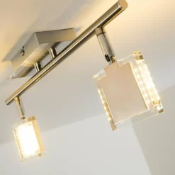 hofstein Spots Et Projecteurs|Plafonnier Kiruna LED Chrome, Nickel mat, 2 lumières