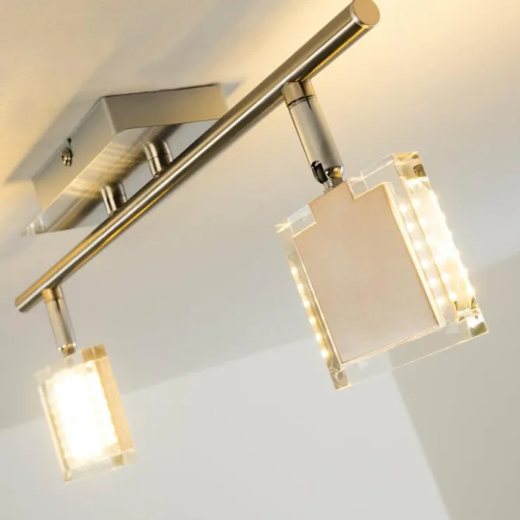 hofstein Spots Et Projecteurs|Plafonnier Kiruna LED Chrome, Nickel mat, 2 lumières