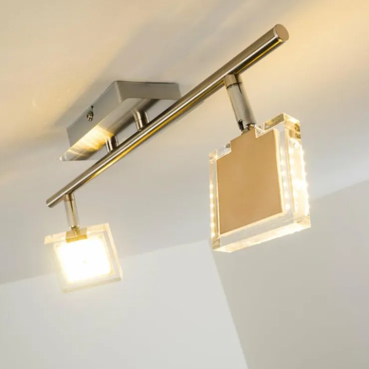 hofstein Spots Et Projecteurs|Plafonnier Kiruna LED Chrome, Nickel mat, 2 lumières