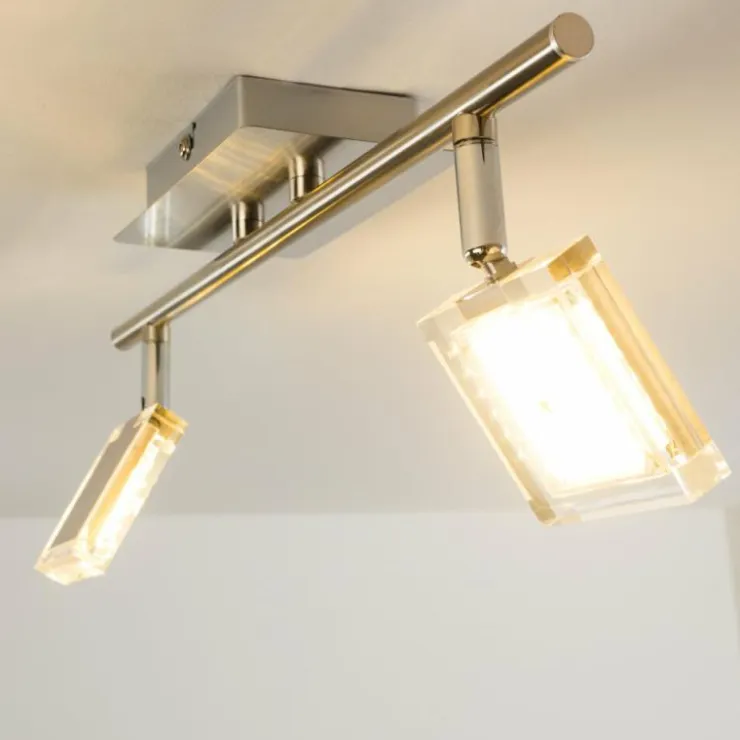 hofstein Spots Et Projecteurs|Plafonnier Kiruna LED Chrome, Nickel mat, 2 lumières
