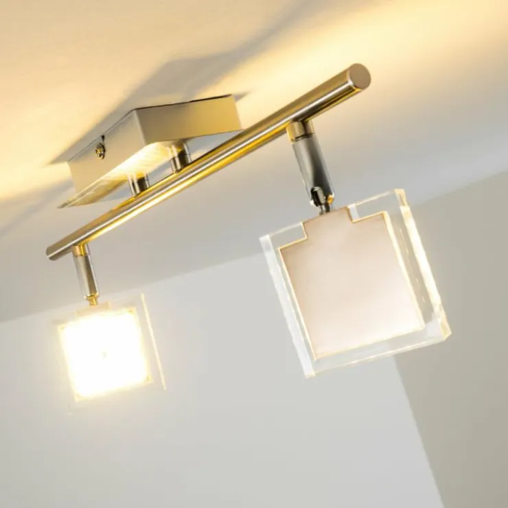 hofstein Spots Et Projecteurs|Plafonnier Kiruna LED Chrome, Nickel mat, 2 lumières