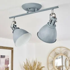 hofstein Spots Et Projecteurs|Plafonnier Koppom Bleu, Gris, 2 lumières