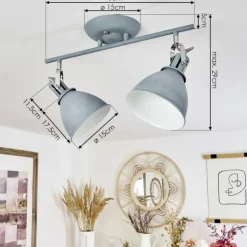 hofstein Spots Et Projecteurs|Plafonnier Koppom Bleu, Gris, 2 lumières