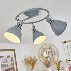 hofstein Spots Et Projecteurs|Plafonnier Koppom Bleu, Gris, 3 lumières