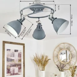hofstein Spots Et Projecteurs|Plafonnier Koppom Bleu, Gris, 3 lumières