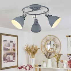 hofstein Spots Et Projecteurs|Plafonnier Koppom Bleu, Gris, 3 lumières