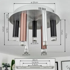 hofstein Éclairage Led|Plafonnier Krachang LED Aluminium, 1 lumière