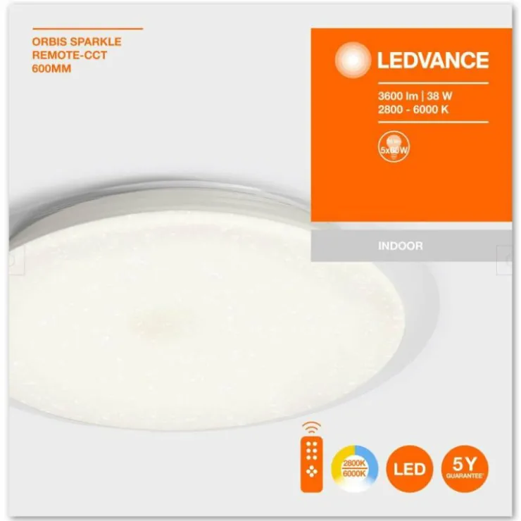 Luminaires Ledvance Éclairage Led|Plafonnier LEDVANCE ORBIS Argenté, 1 lumière, Télécommandes, Changeur de couleurs