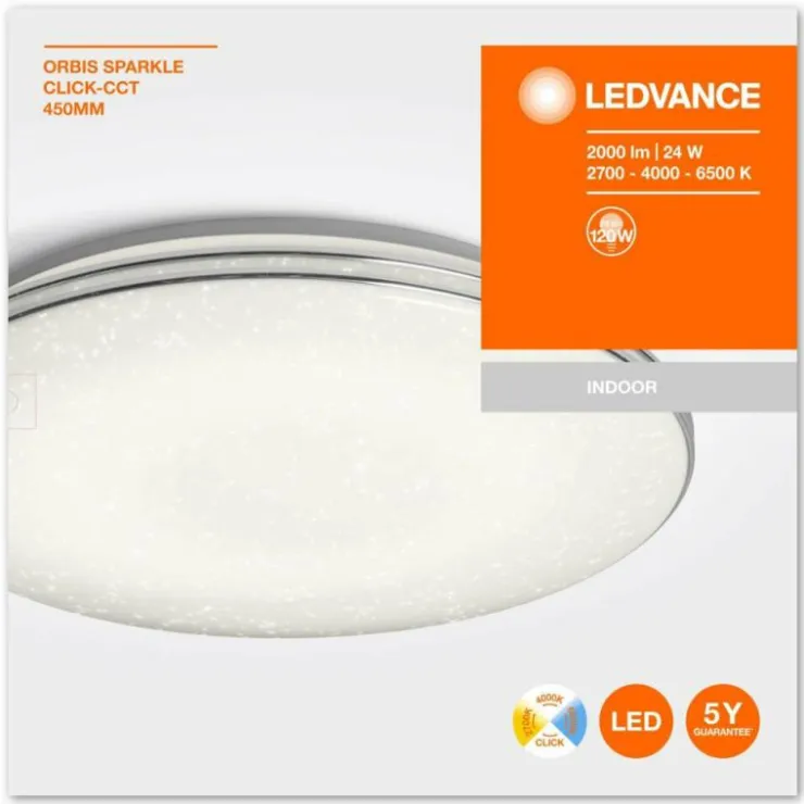 Luminaires Ledvance Éclairage Led|Plafonnier LEDVANCE ORBIS Argenté, 1 lumière, Changeur de couleurs